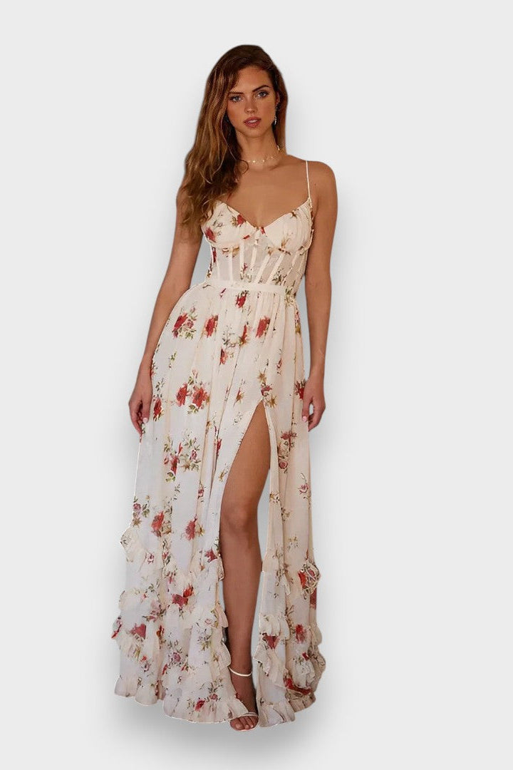 Sónia - Robe midi avec motif floral