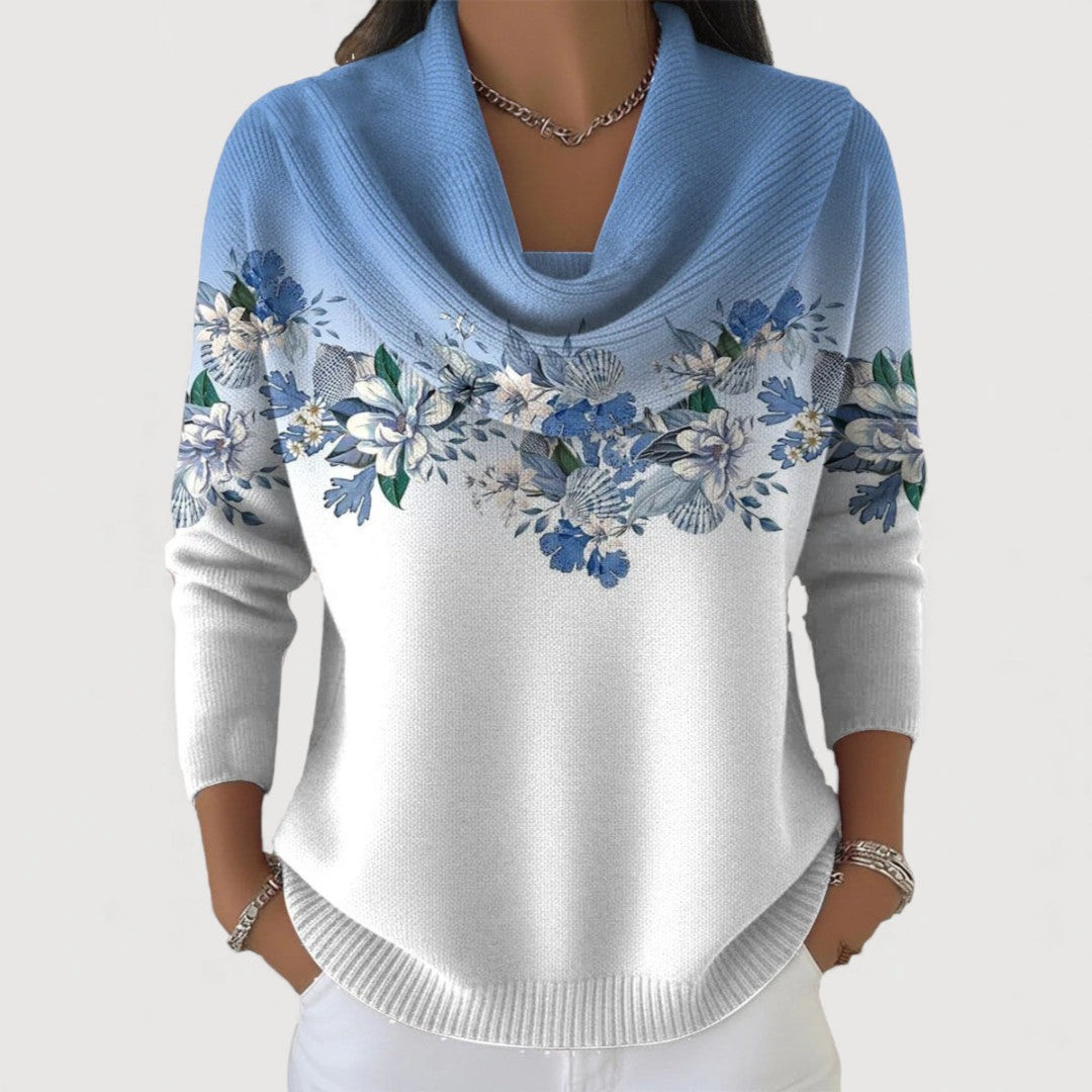 Sophie | Haut à col doux et motif floral