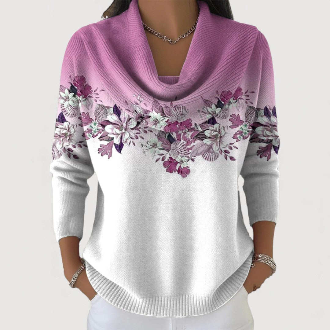 Sophie | Haut à col doux et motif floral
