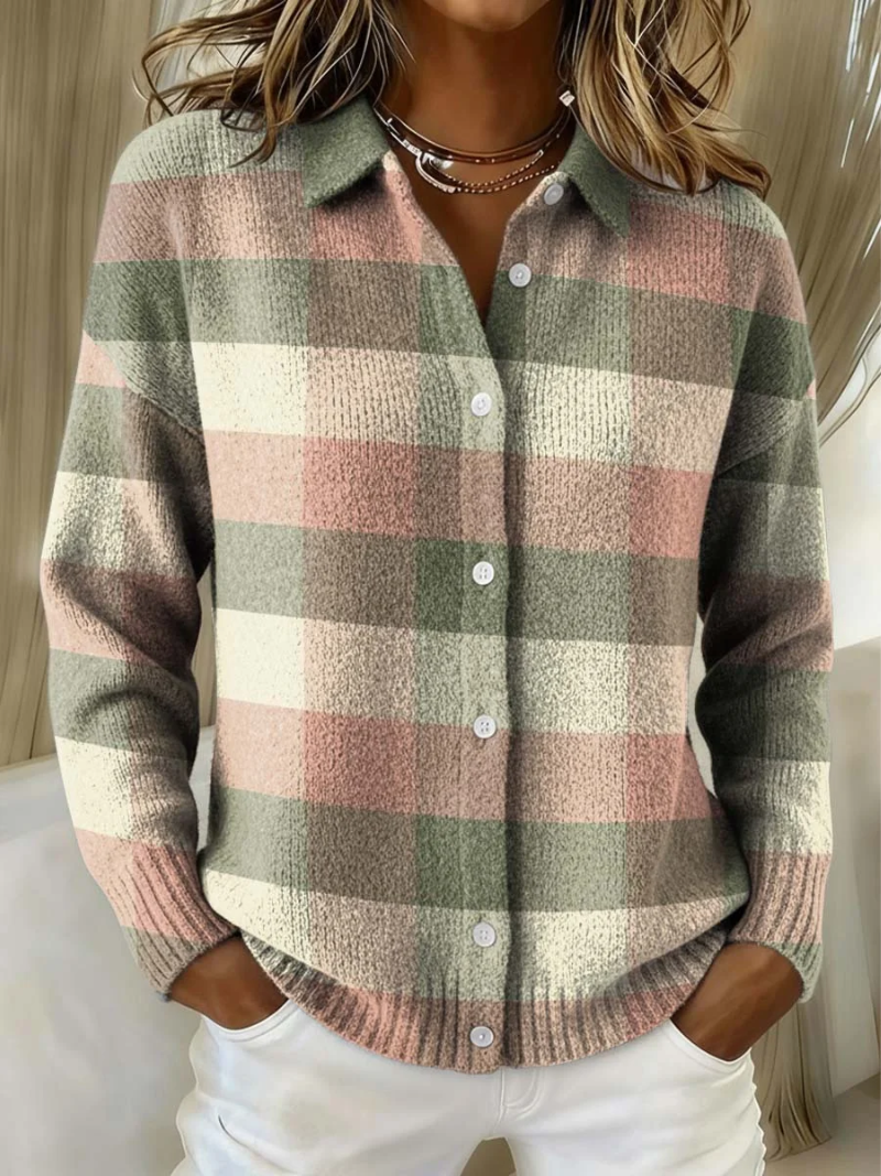 Grace | Veste en tricot à carreaux pastel