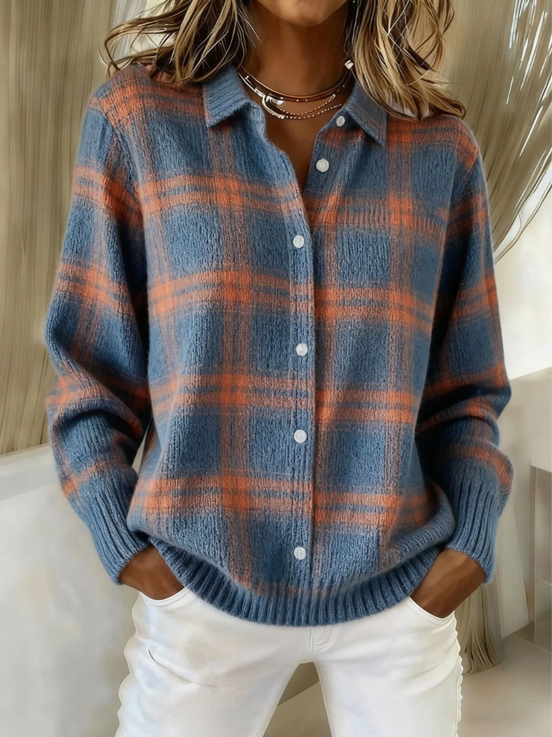Zafira | Pull à carreaux bleu chaud