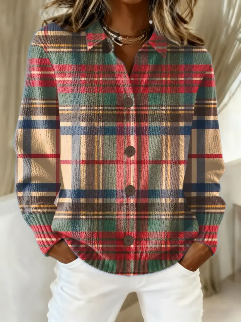 Gloria | Gilet à carreaux multicolore avec boutons