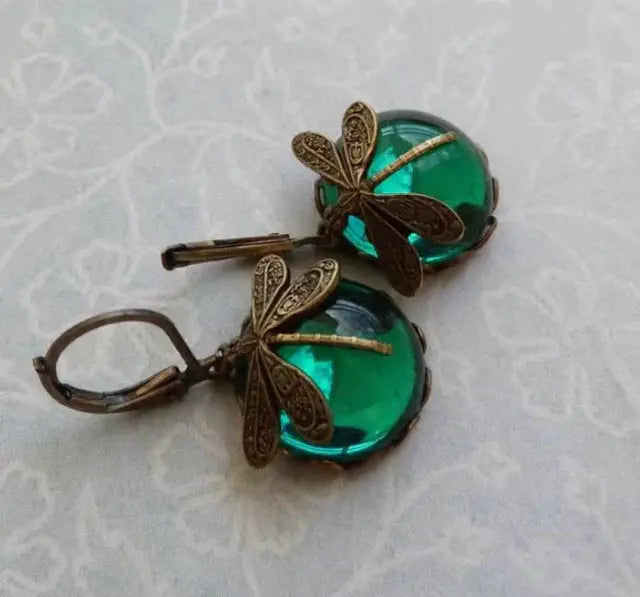Boucles d'oreilles sphériques en or antique