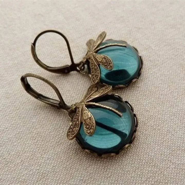 Boucles d'oreilles sphériques en or antique