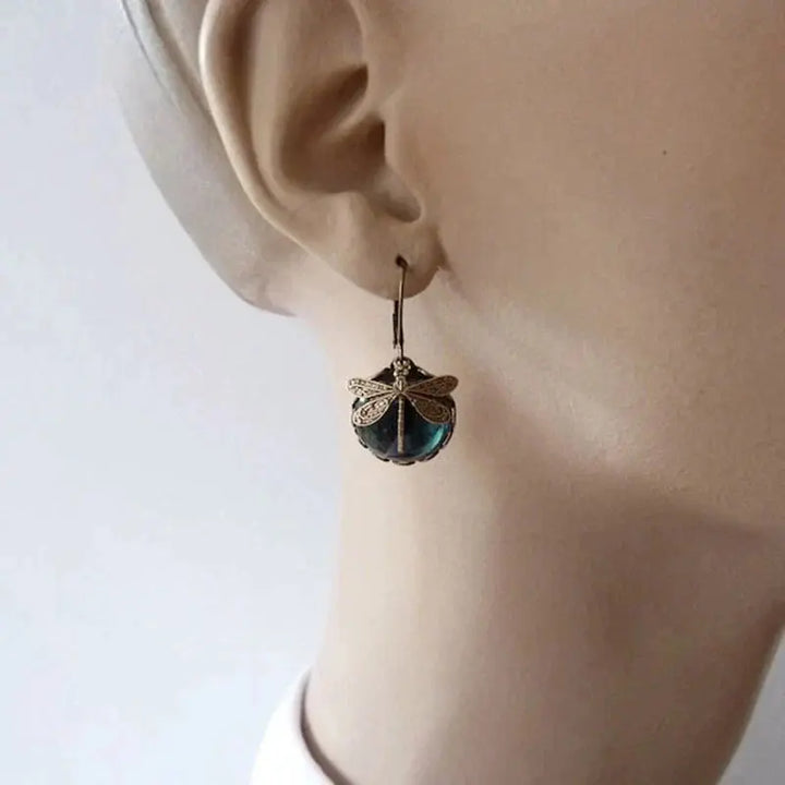 Boucles d'oreilles sphériques en or antique