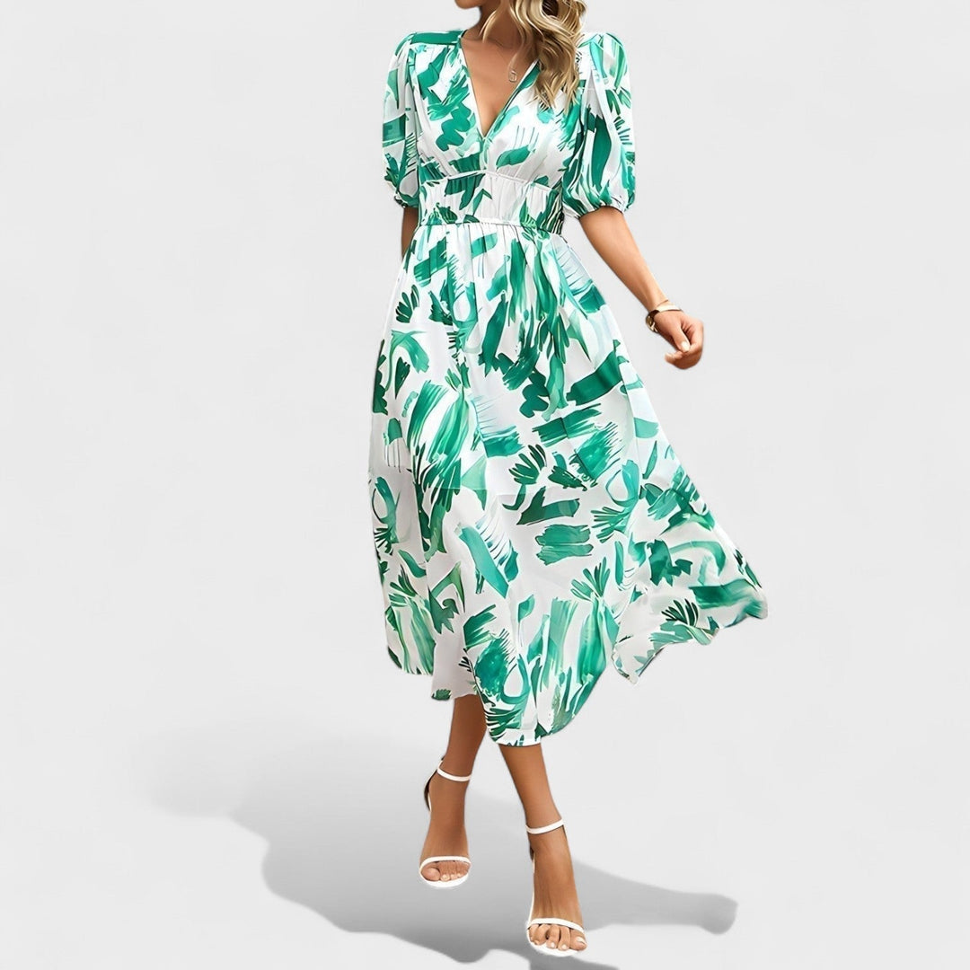 Clara - Robe Midi Élégante à Fleurs