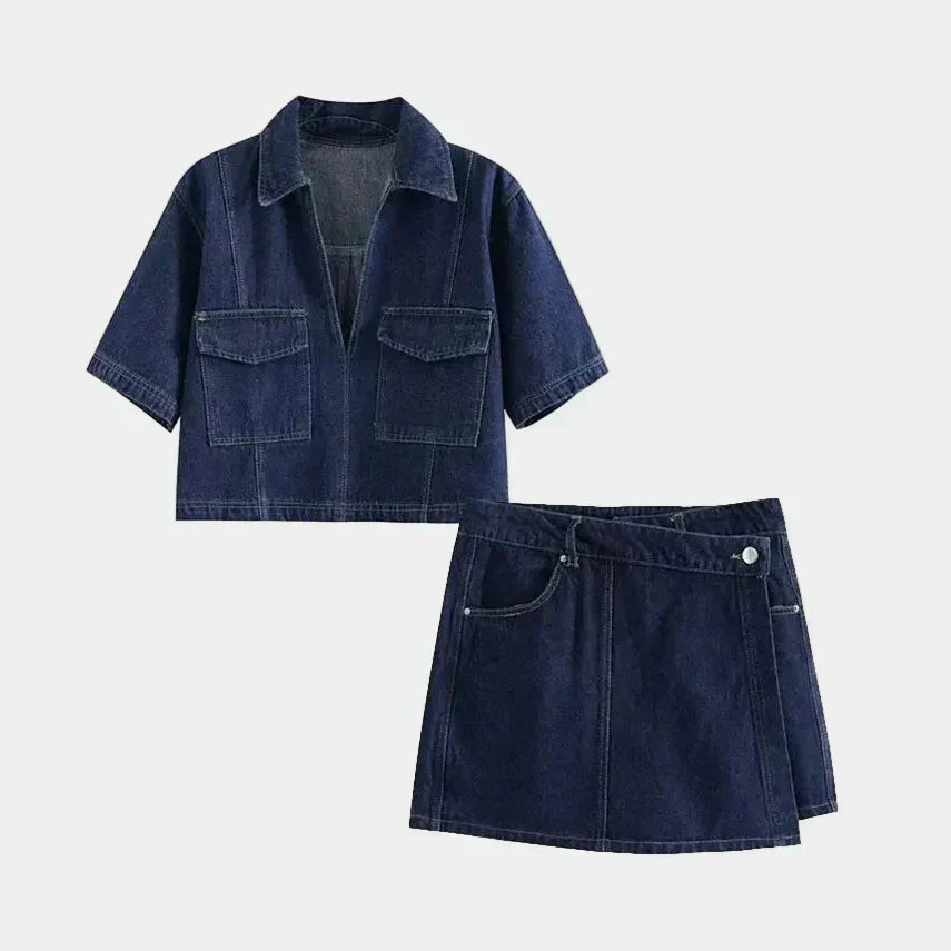Ensemble en jean avec décolleté en V
