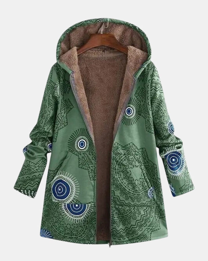 Sage – Veste Sherpa avec motif tribal
