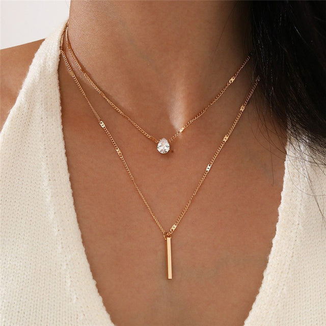 Ensemble de colliers vintage avec pendentif doré