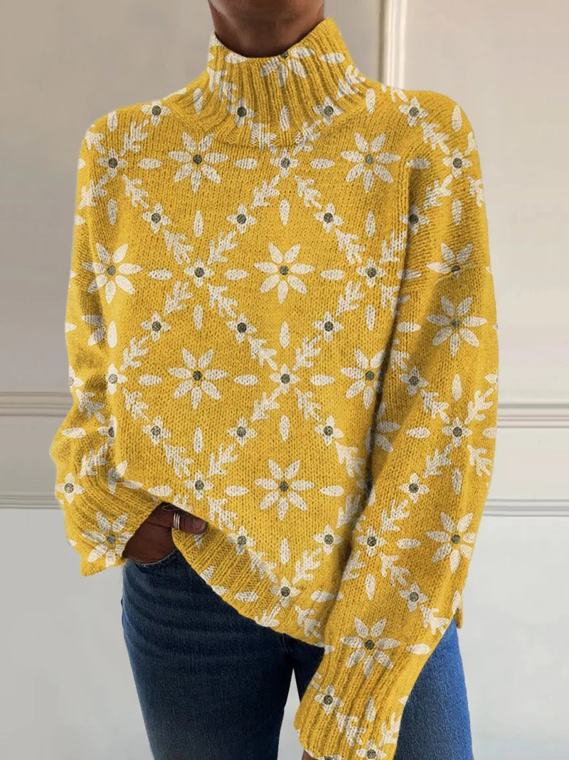 Thalia™ - Pull Col Roulé Floral