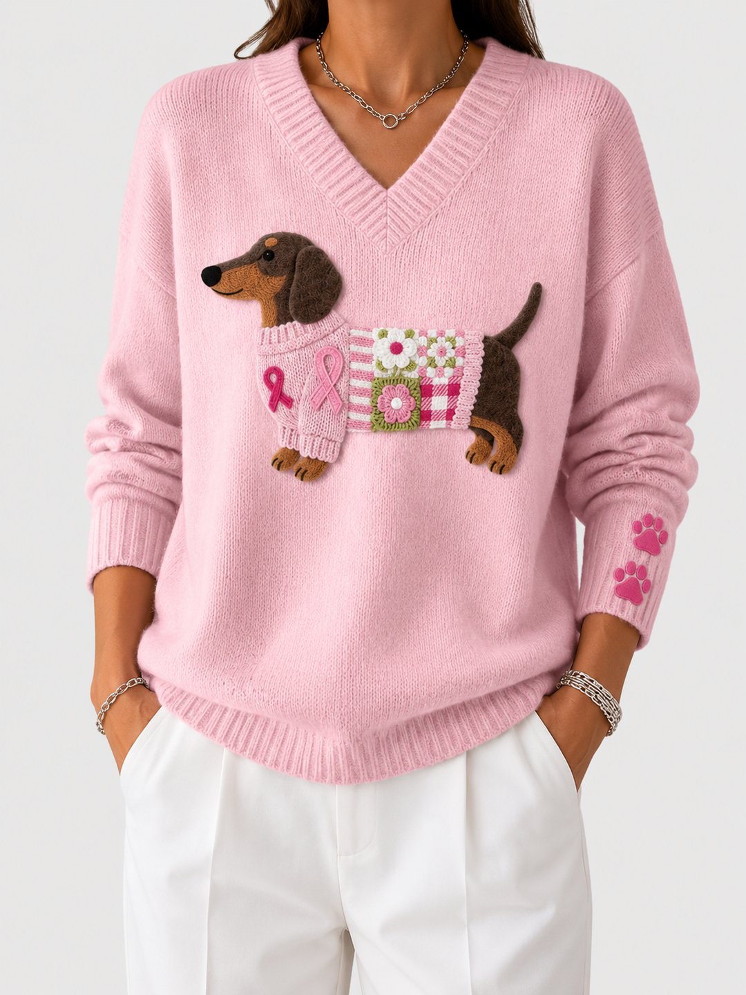 Naoni | Pull en Tricot avec Motif de Teckel