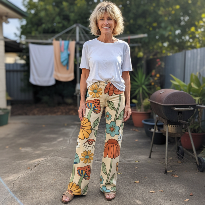 Giada™ - Pantalons à Jambes Larges Inspirés du Boho