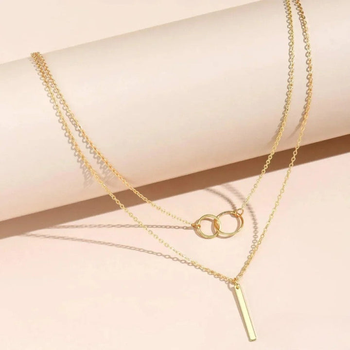 Pendentif Double Cercle Doré Rétro Collier