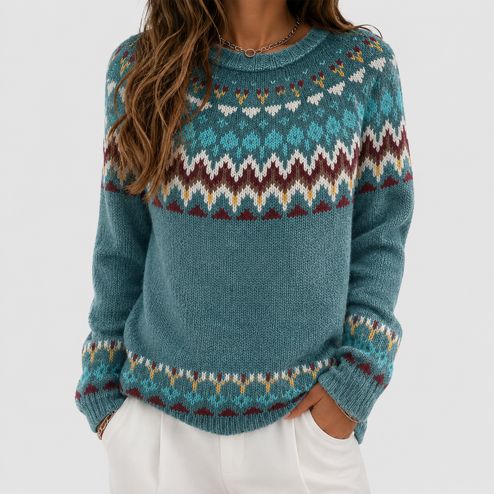 Regina | Pull avec Motif Rétro Wave