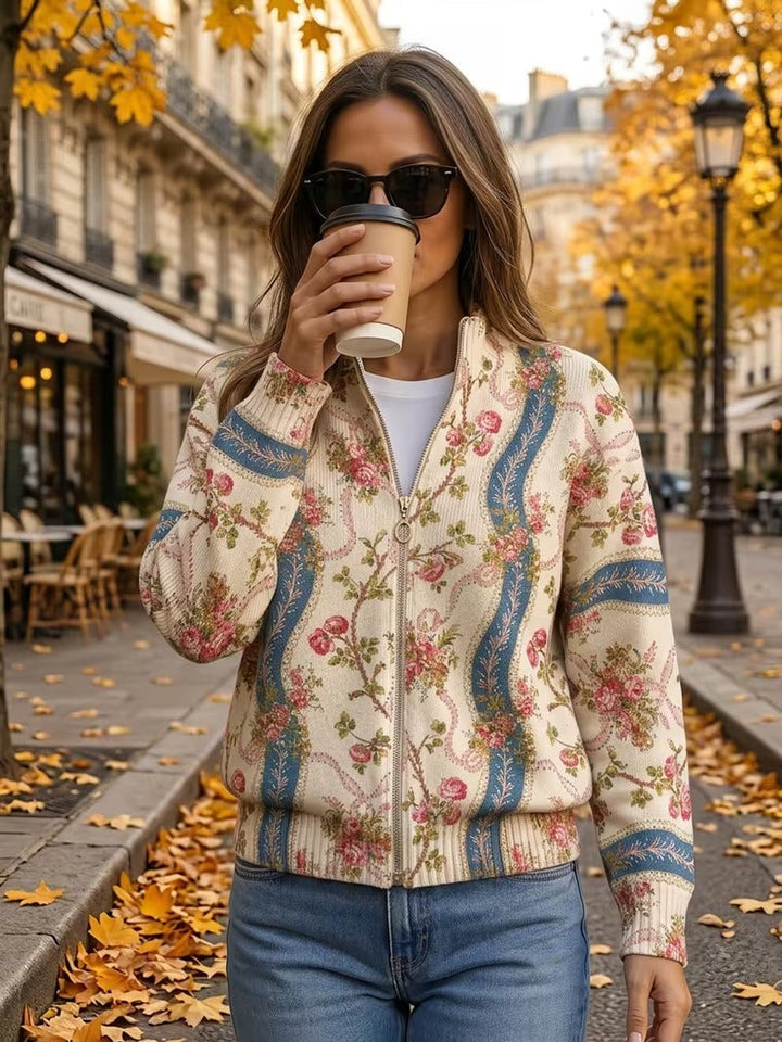 Camila - Cardigan à Ruban en Rose Grimpante