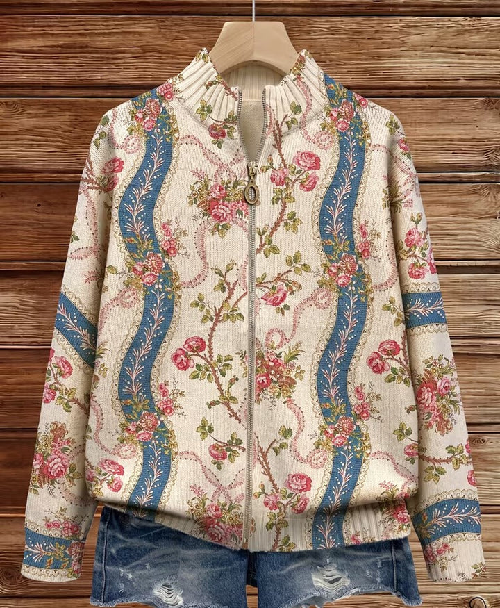 Camila - Cardigan à Ruban en Rose Grimpante