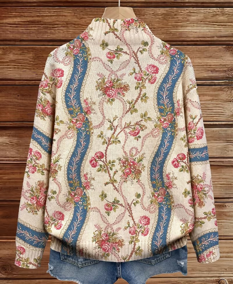 Camila - Cardigan à Ruban en Rose Grimpante