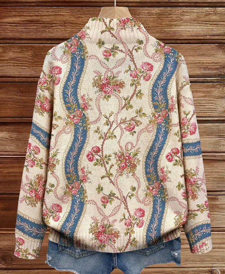 Camila - Cardigan à Ruban en Rose Grimpante
