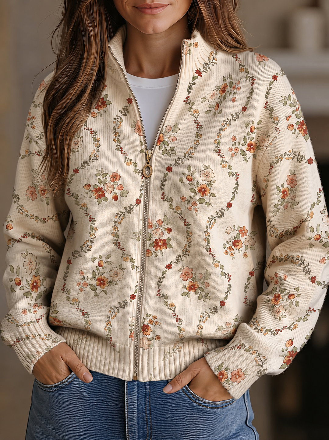 Danielle - Imprimé Crème à Fleurs Délicates