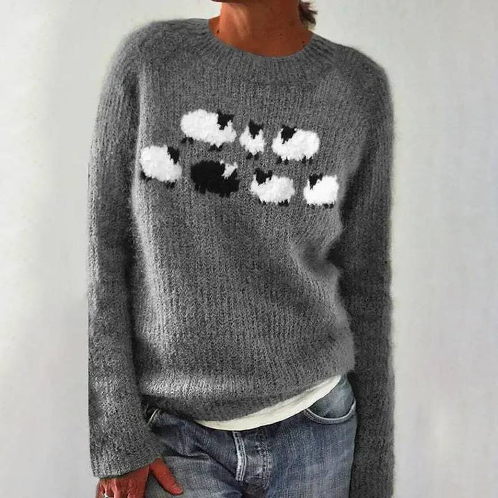 Bianca | Pull confortable et mignon avec motif de mouton