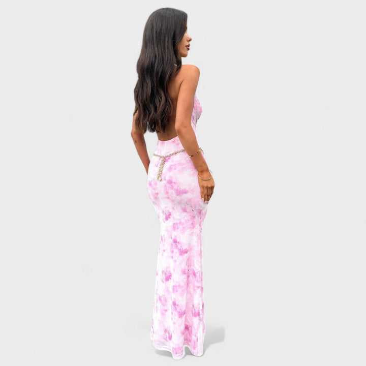 Mara - Robe à fleurs roses