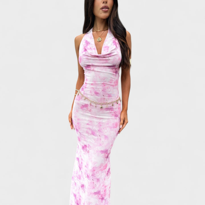 Mara - Robe à fleurs roses