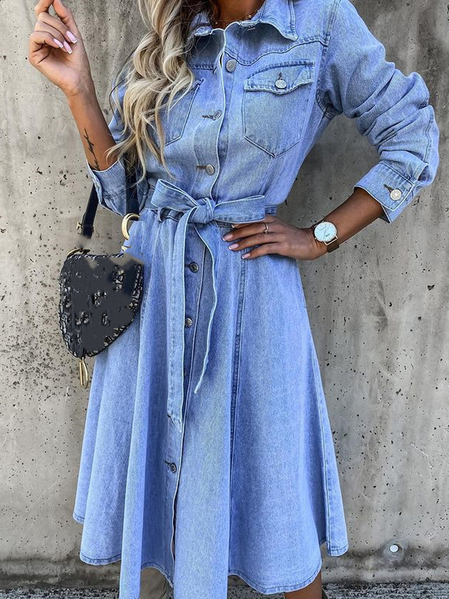Luna | Robe en jean à manches longues