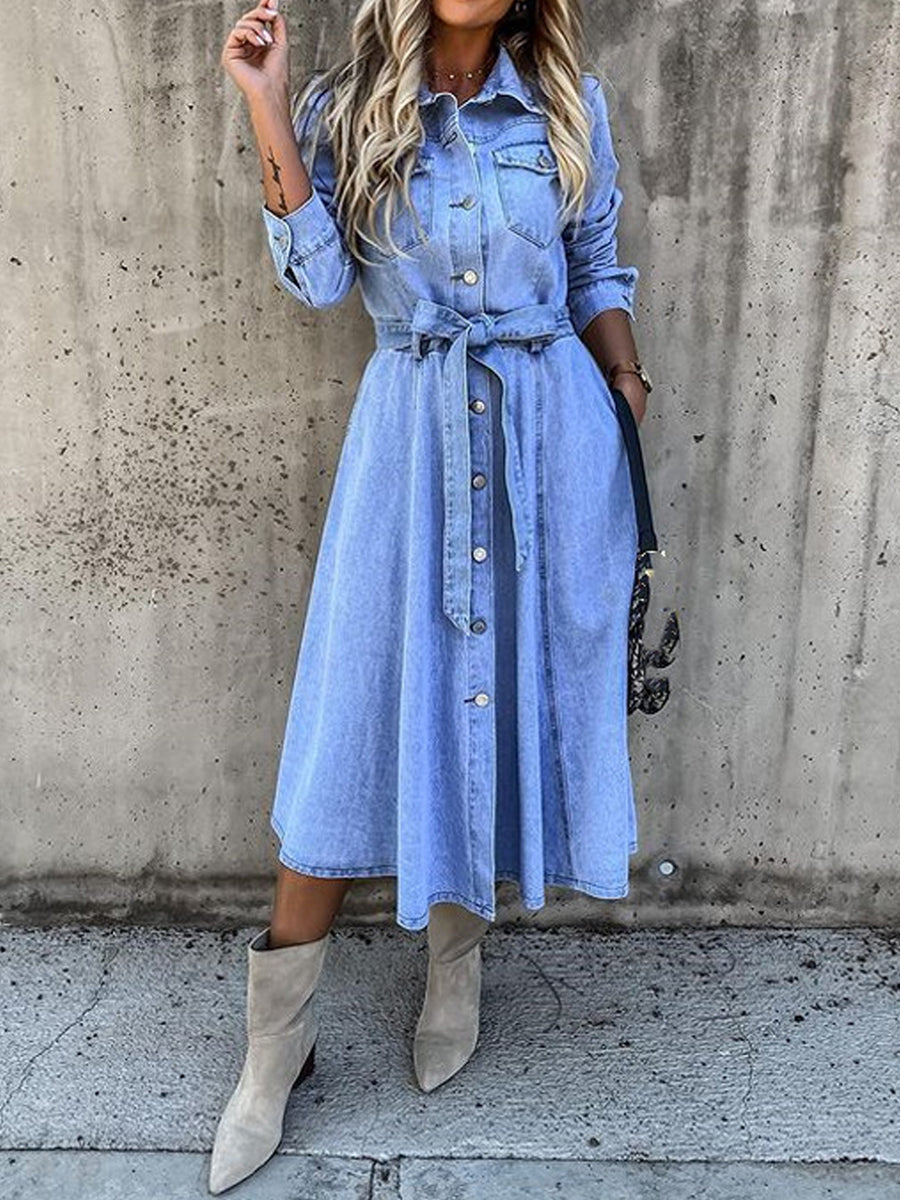 Luna | Robe en jean à manches longues